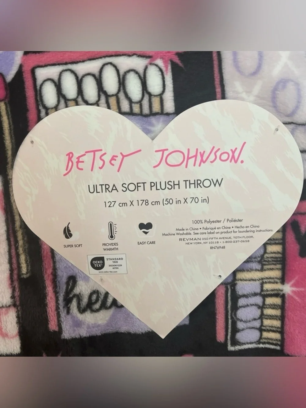 Betsey Johnson - Throw Blanket - You Light me Up, Perfect Match, Made in Heaven